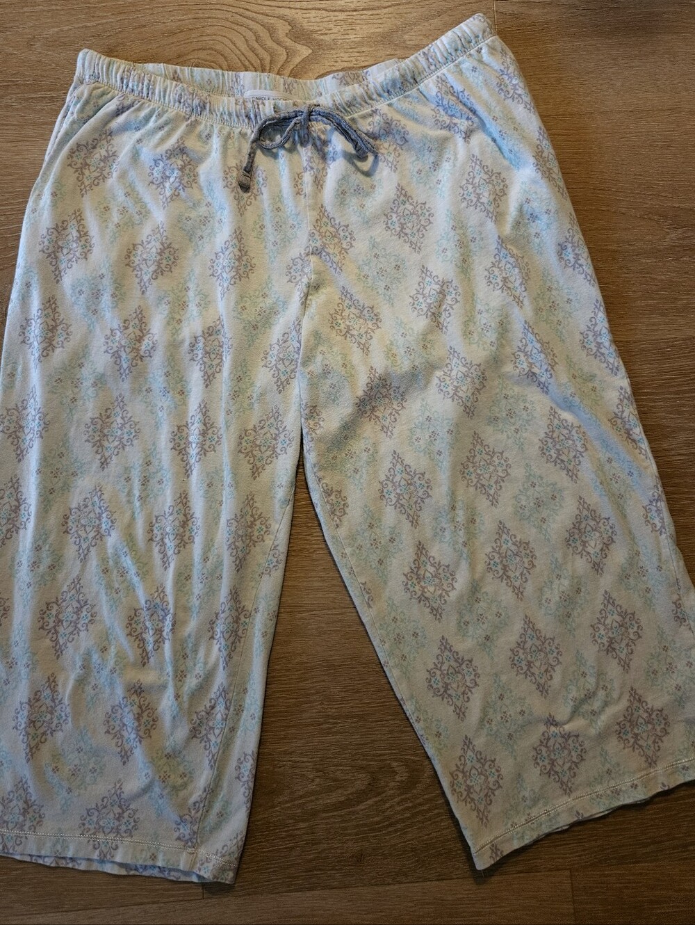 Carole Hochman Capri Pajama Pants Pockets Purple Blue White Sz MEDIUM